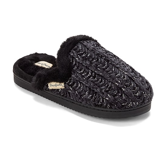 Dearfoams Paris Chenille Shaped Tab Scuff Womens Slip-On Slippers