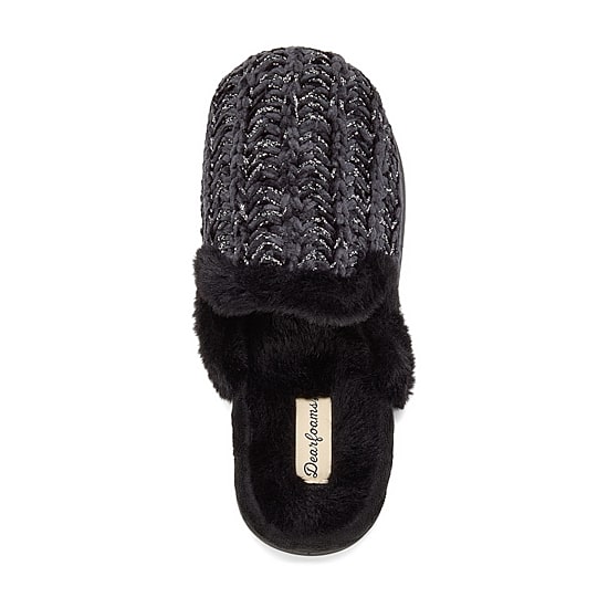 Dearfoams Paris Chenille Shaped Tab Scuff Womens Slip-On Slippers