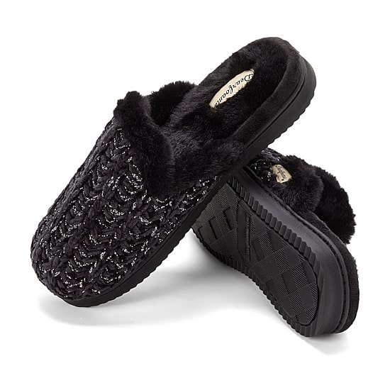 Dearfoams Paris Chenille Shaped Tab Scuff Womens Slip-On Slippers