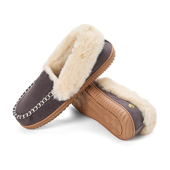 Dearfoams Doreen Genuine Suede Clog With Prayer Seam Womens Slip-On Slippers
