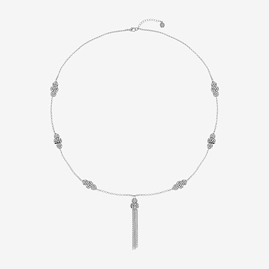 Monet Jewelry Station Tassel Womens Glass Round 31 Inch Pendant Necklace