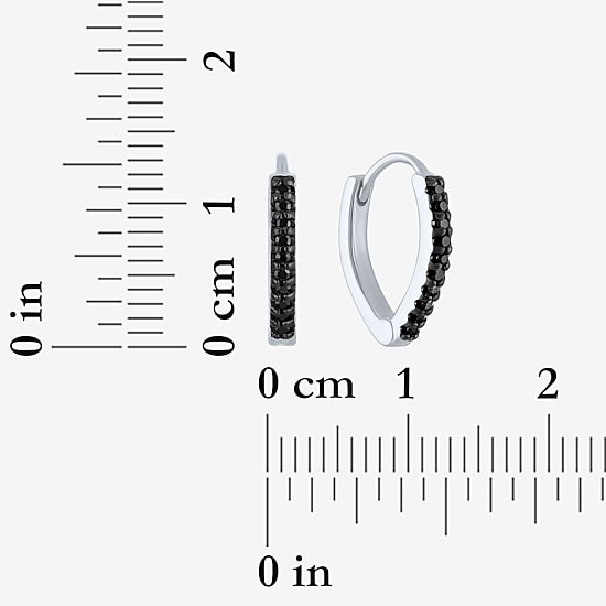 Womens 1/10 CT. T.W. Natural Black Diamond Sterling Silver 11mm Hoop Earrings