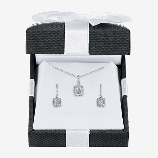 Diamond Blossom Womens 1/10 CT. T.W. Natural White Diamond Sterling Silver 2-pc. Jewelry Set