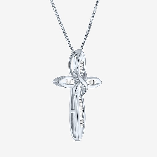 1/10Cttw Diamond Sterling Silver Cross Pendant