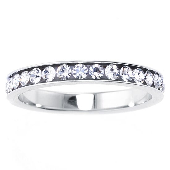 Silver Treasures Womens Crystal Sterling Silver Band