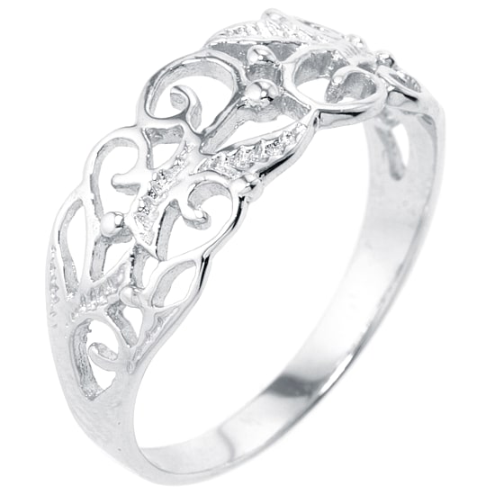 Silver Treasures Womens Sterling Silver Band