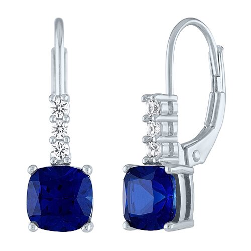 Womens Lab Created Blue Sapphire Sterling Silver Drop Earrings, One Size, Nocolor