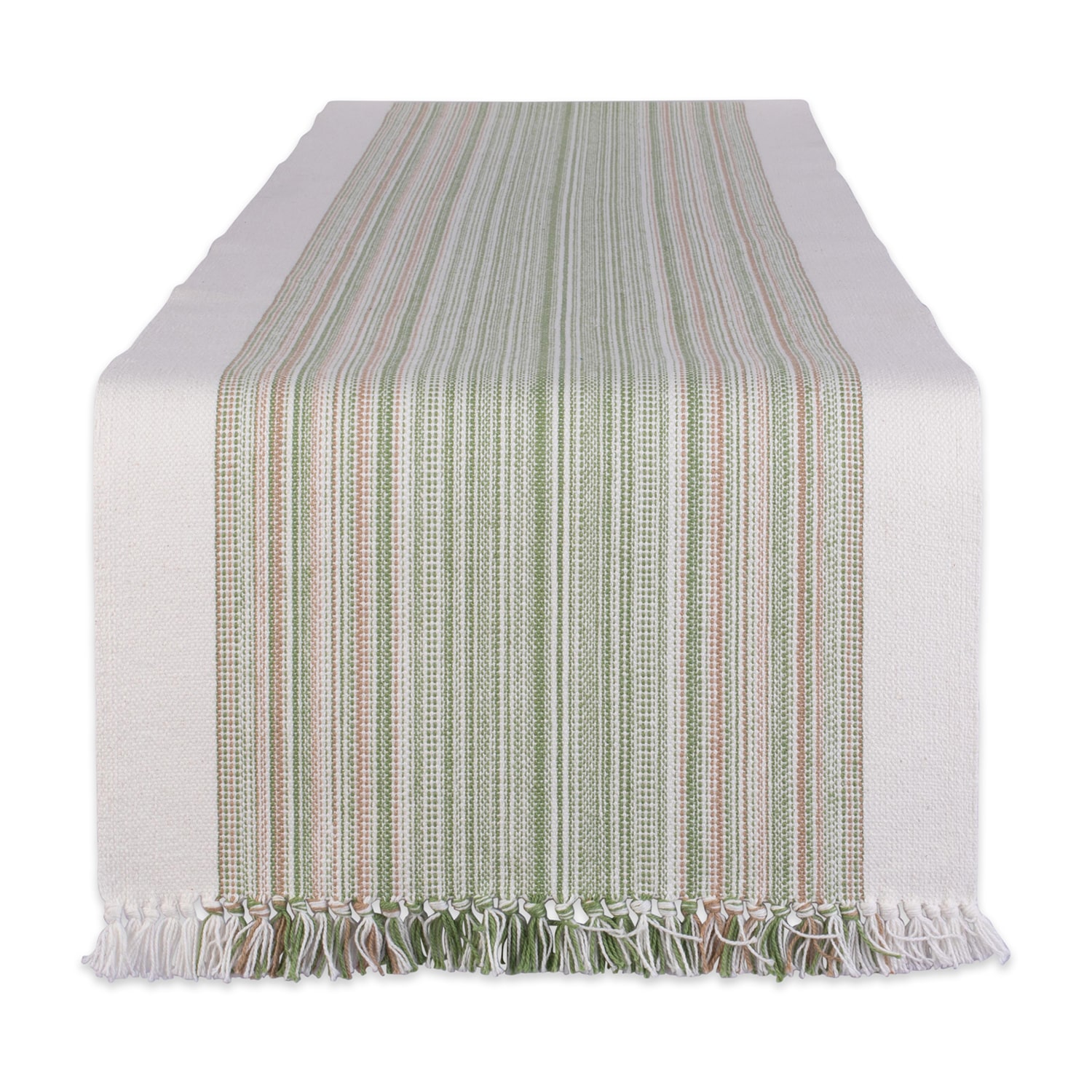Design Imports Striped Fringe Ribbed Table Runner