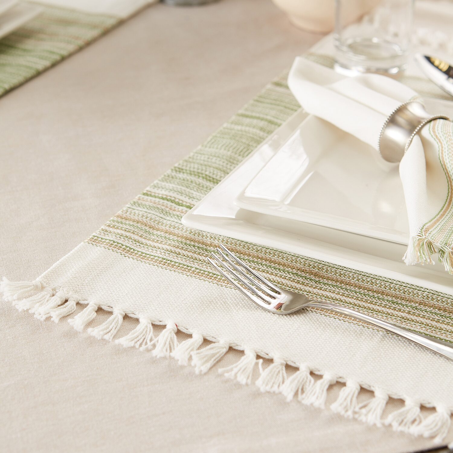 Design Imports Striped Fringed 6-pc. Placemat