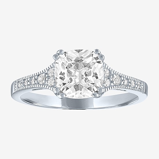 Womens Lab Created White Sapphire Sterling Silver Cocktail Ring
