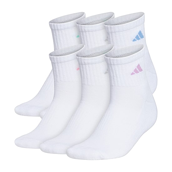 adidas Cushioned Womens 6 Pair Quarter Ankle Socks