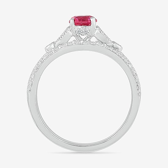 Modern Bride Gemstone Womens Lab Created Red Ruby 14K Gold Bridal Set