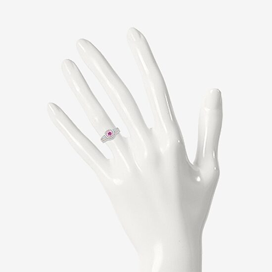 Modern Bride Gemstone Womens Lab Created Pink Sapphire 14K Gold Round Bridal Set