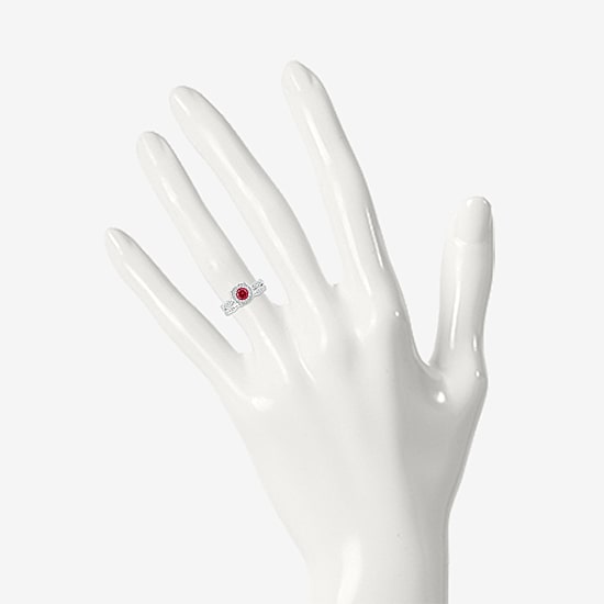 Modern Bride Gemstone Womens Lab Created Red Ruby 14K Gold Cushion Bridal Set