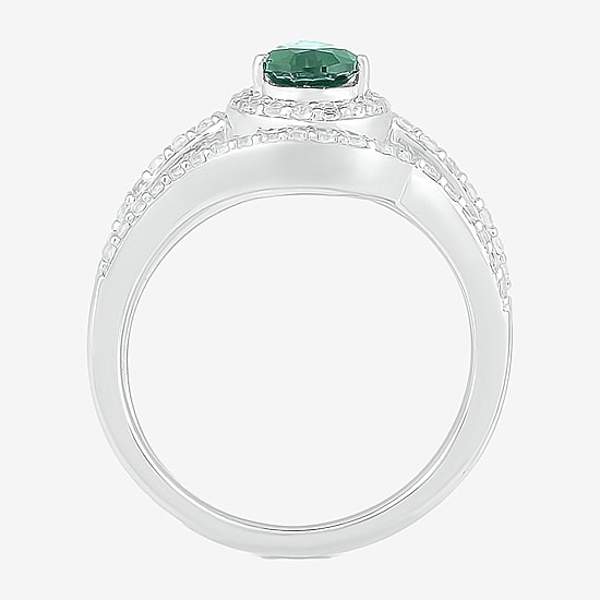 Modern Bride Gemstone Womens Lab Created Green Emerald 14K Gold Pear Bridal Set