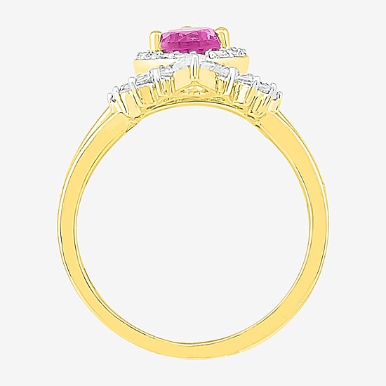 Modern Bride Gemstone Womens Lab Created Pink Sapphire 14K Gold Pear Bridal Set