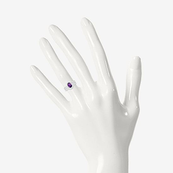 Modern Bride Gemstone Womens Genuine Purple Amethyst 14K Gold Oval Bridal Set