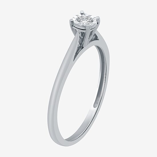 Womens Diamond Accent Natural White Diamond Sterling Silver Round Solitaire Engagement Ring