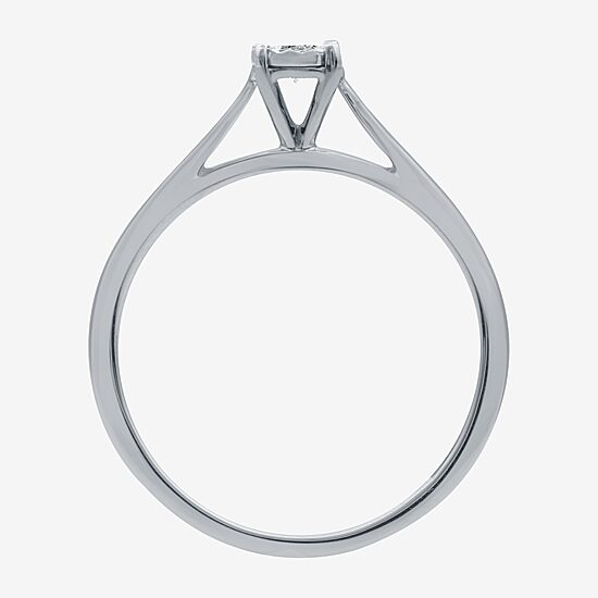 Womens Diamond Accent Natural White Diamond Sterling Silver Round Solitaire Engagement Ring
