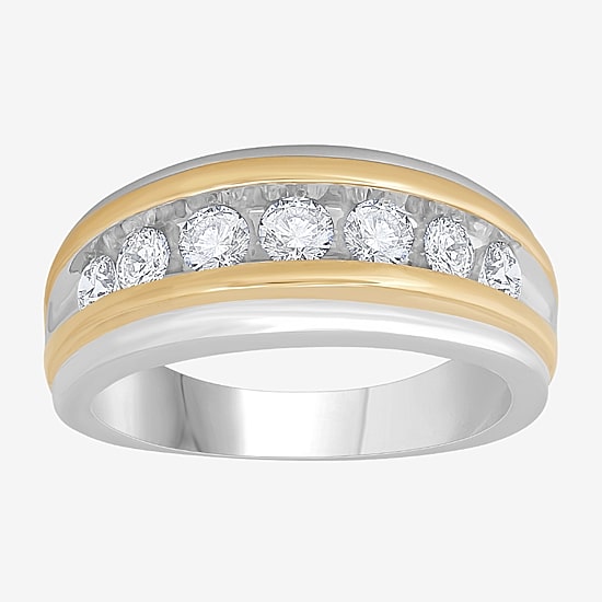 Mens 1 CT.T.W. Natural Diamond 10K Two-Tone Gold Band Ring