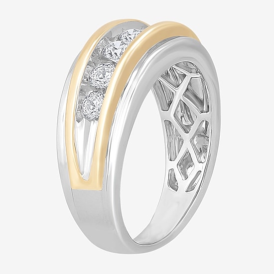 Mens 1 CT.T.W. Natural Diamond 10K Two-Tone Gold Band Ring