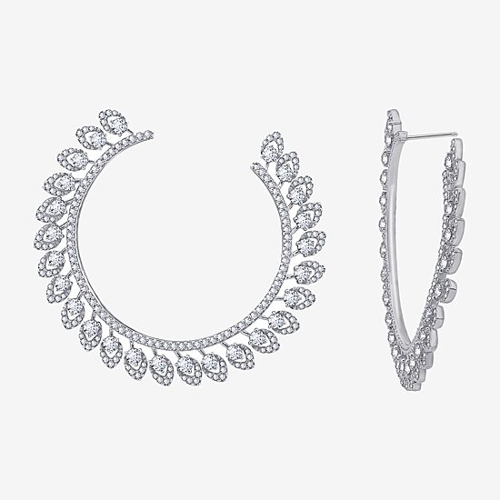Diamonart Cubic Zirconia Sterling Silver 59.7mm Round Stud Earrings