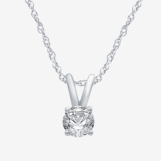 Womens 1/4 CT. Natural White Diamond 10K Gold Round 18 Inch Pendant Necklace