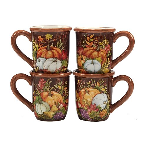 Certified International Harvest Blessings 4-pc. Holiday Coffee Mug, One Size, Brown