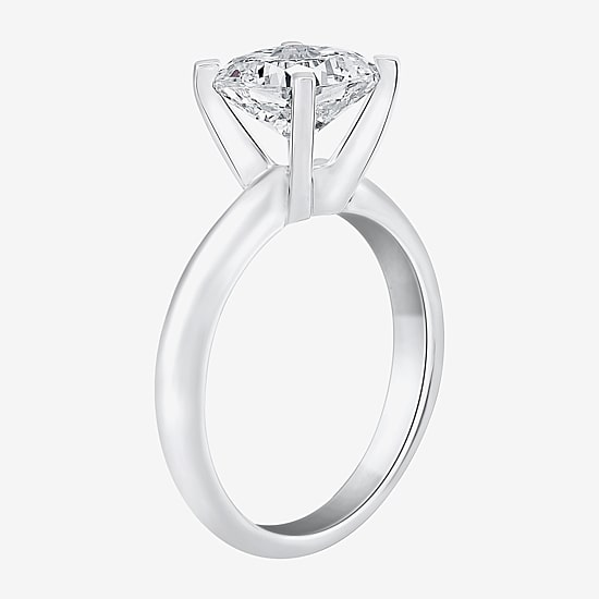 (G / VS2) Womens 3 CT. Lab-Grown White Diamond 14K Gold Cushion Solitaire Engagement Ring
