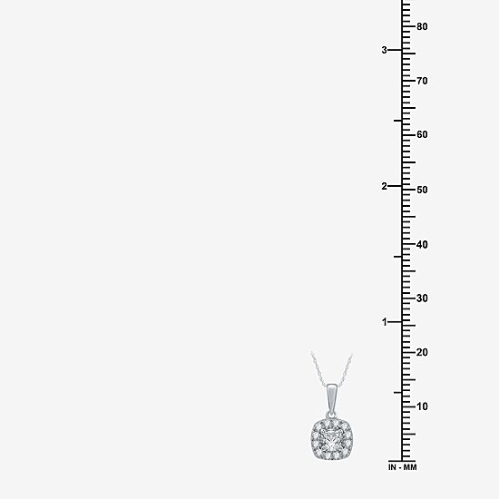 Yes, Please! Womens Lab Created White Sapphire Sterling Silver Cushion 18 Inch Pendant Necklace