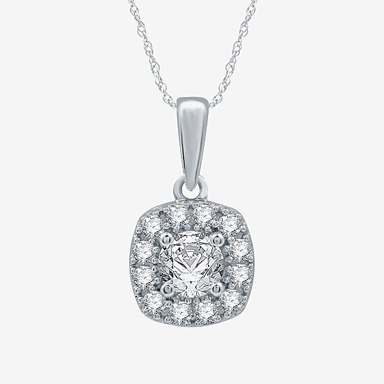 Yes, Please! Womens Lab Created White Sapphire Sterling Silver Cushion 18 Inch Pendant Necklace