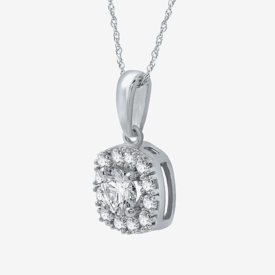 Yes, Please! Womens Lab Created White Sapphire Sterling Silver Cushion 18 Inch Pendant Necklace