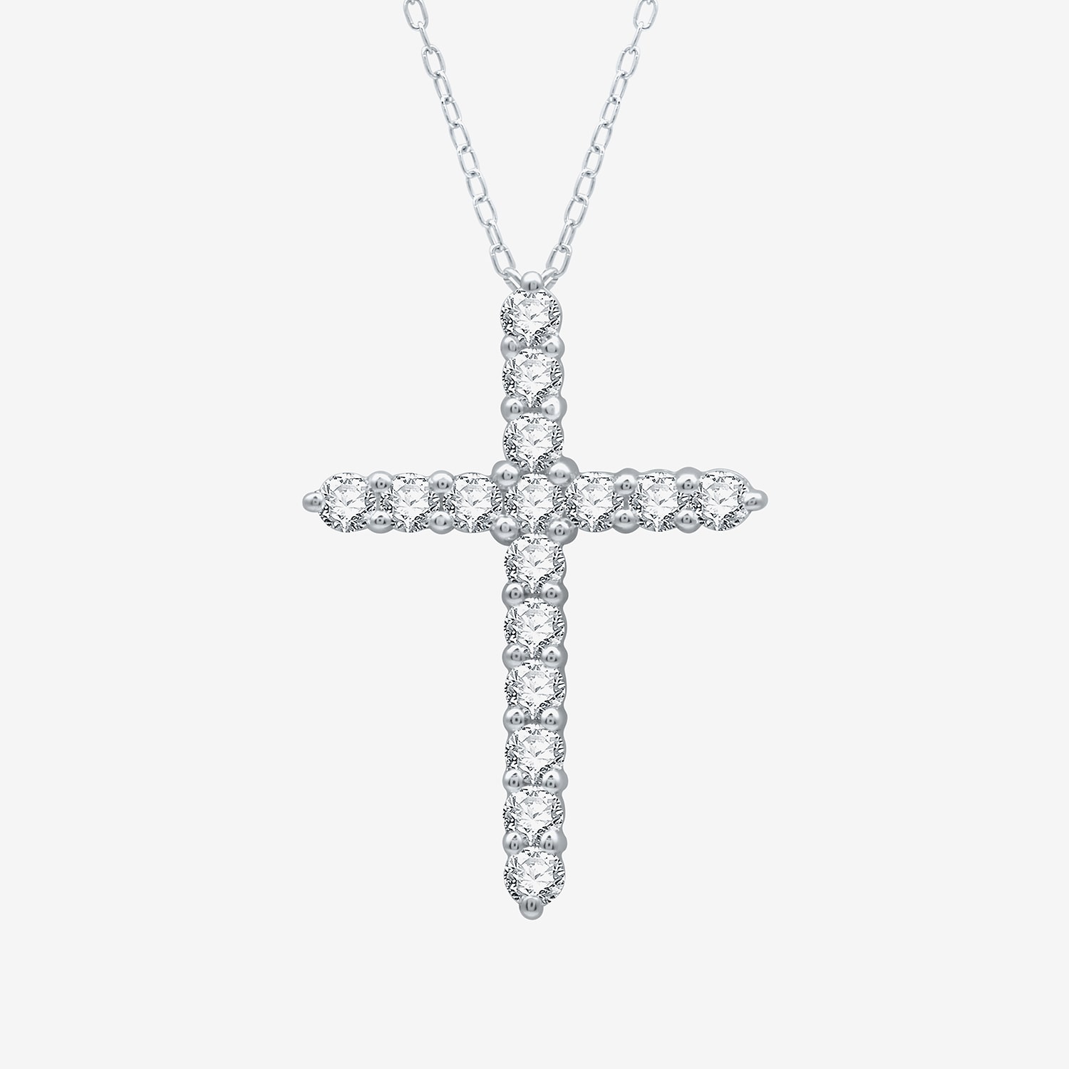 Yes Womens Lab Created White Sapphire Sterling Silver Cross 18 Inch Pendant Necklace