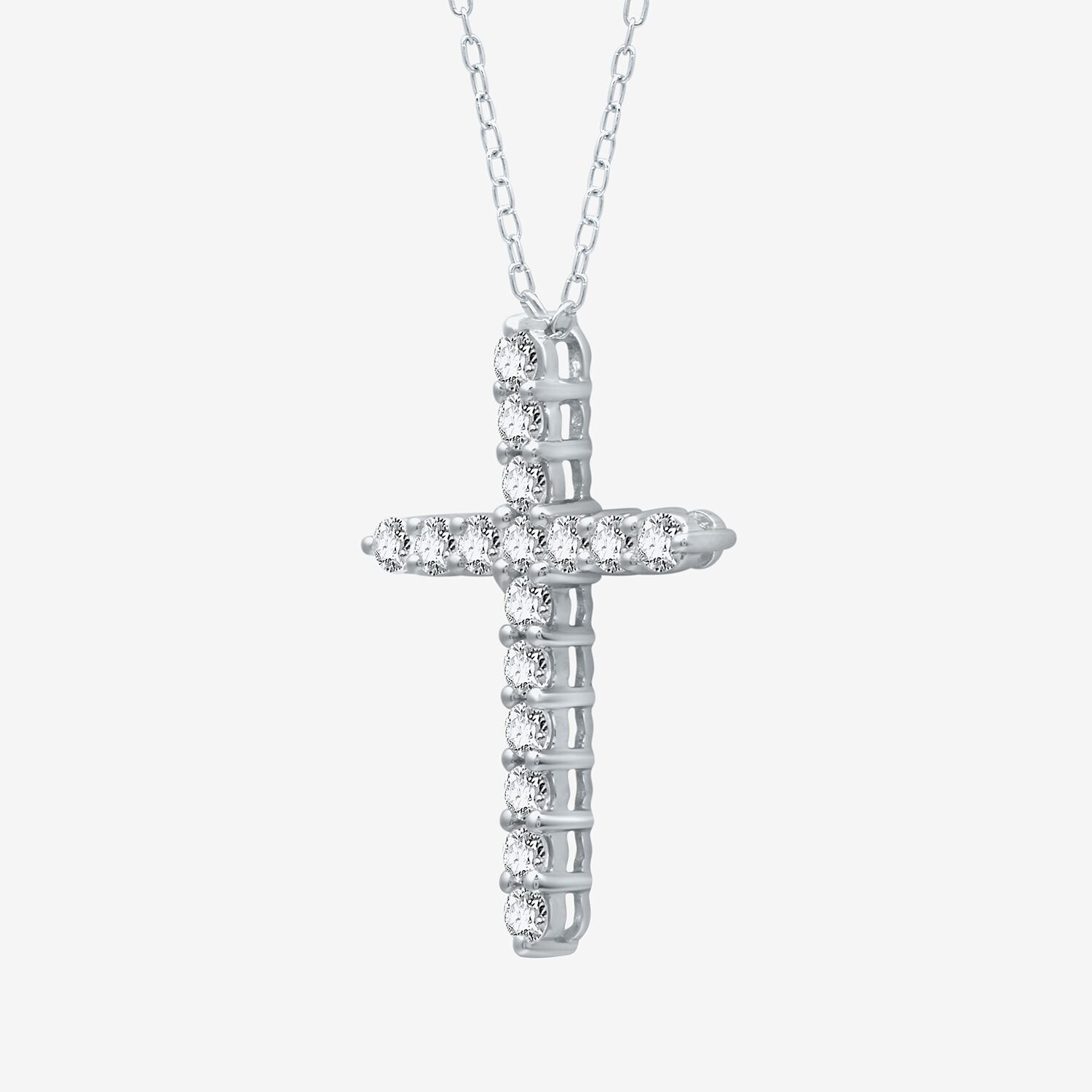 Yes Womens Lab Created White Sapphire Sterling Silver Cross 18 Inch Pendant Necklace