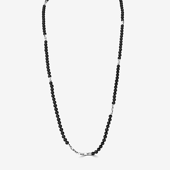 Silver Reflections Convertible Genuine Stone Beaded Necklace Womens Black Pure Silver Over Brass Wrap Bracelet