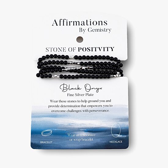Silver Reflections Convertible Genuine Stone Beaded Necklace Womens Black Pure Silver Over Brass Wrap Bracelet