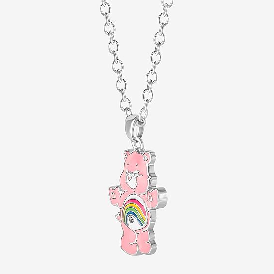 Cheer Bear Womens Crystal Pure Silver Over Brass 16 Inch Pendant Necklace