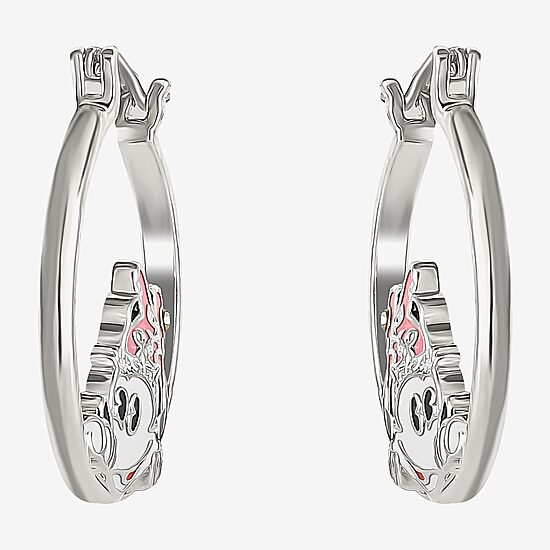 Disney Classics Womens Crystal 22.8mm Bow Minnie Mouse Hoop Earrings
