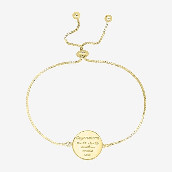 Sparkle Allure Zodiac Coin Womens Crystal 14K Gold Over Brass Round Bolo Bracelet