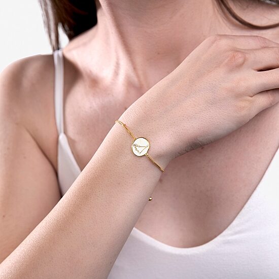 Sparkle Allure Zodiac Coin Womens Crystal 14K Gold Over Brass Round Bolo Bracelet