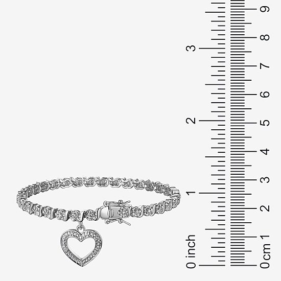 Sparkle Allure Womens Natural Diamond Accent Pure Silver Over Bronze Heart 7.25 Inch Tennis Bracelet