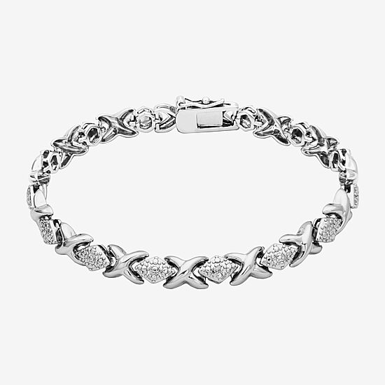 Sparkle Allure Womens Natural Diamond Accent Pure Silver Over Bronze 7.25 Inch Tennis Bracelet