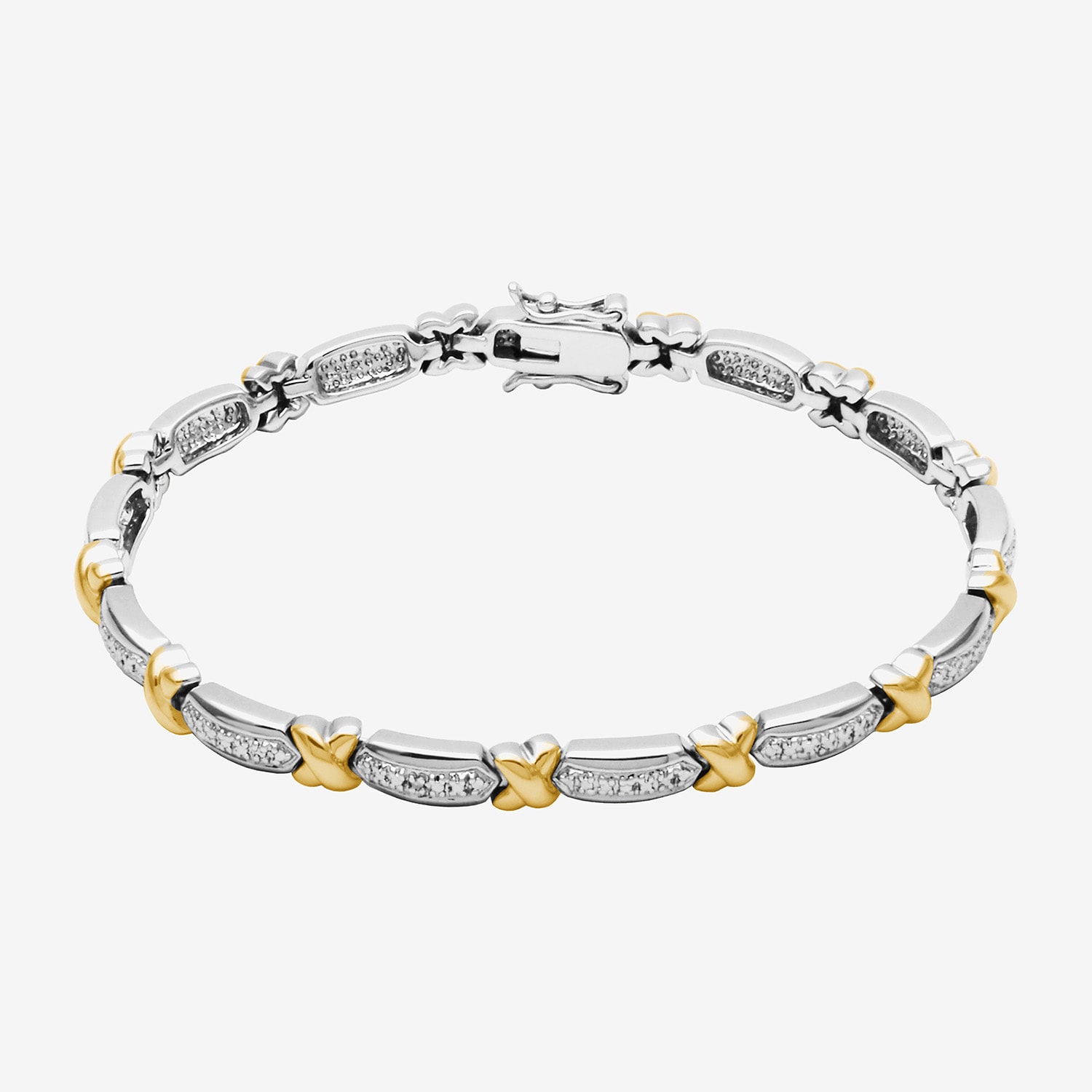 Sparkle Allure Womens Natural Diamond Accent Pure Silver Over Bronze 7.5 Inch Tennis Bracelet