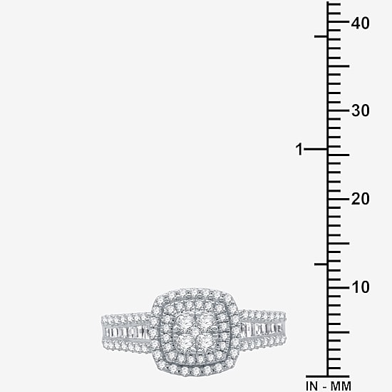 I Said Yes (H-I / I1) 1 CT.T.W. Lab-Grown Diamond Cushion Side Stone Halo Bridal Set in Sterling Silver