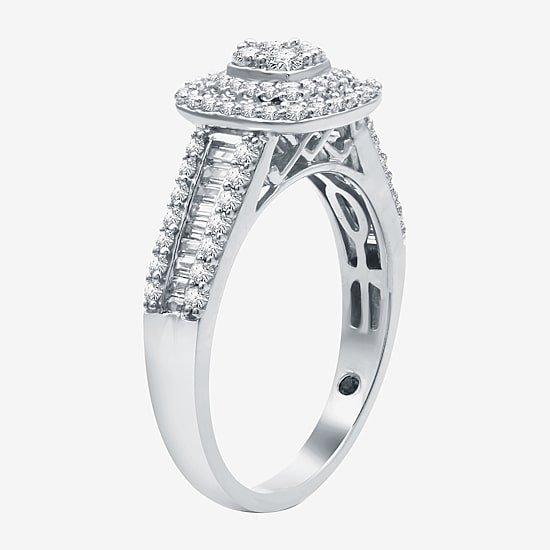 I Said Yes (H-I / I1) 1 CT.T.W. Lab-Grown Diamond Cushion Side Stone Halo Bridal Set in Sterling Silver