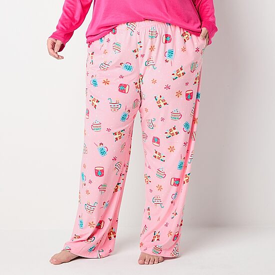 Sleep Chic Womens Plus Fleece Pajama Pants