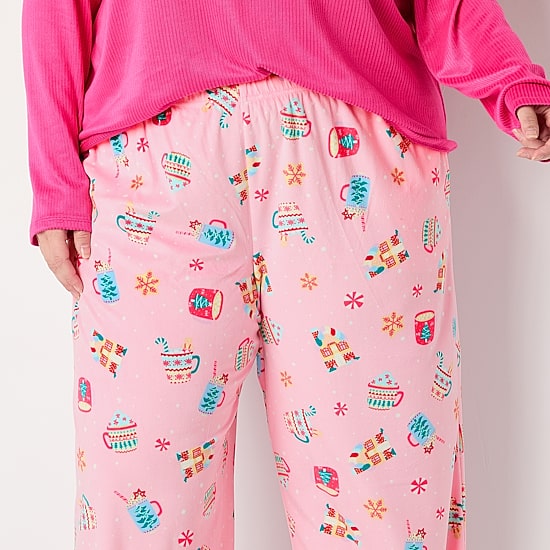 Sleep Chic Womens Plus Fleece Pajama Pants