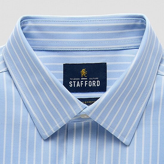 Stafford Premium Mens Regular Fit Stretch Fabric Wrinkle Free Long Sleeve Dress Shirt
