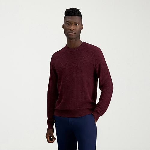 Haggar Mens Crew Neck Long Sleeve Pullover Sweater, Small, Red