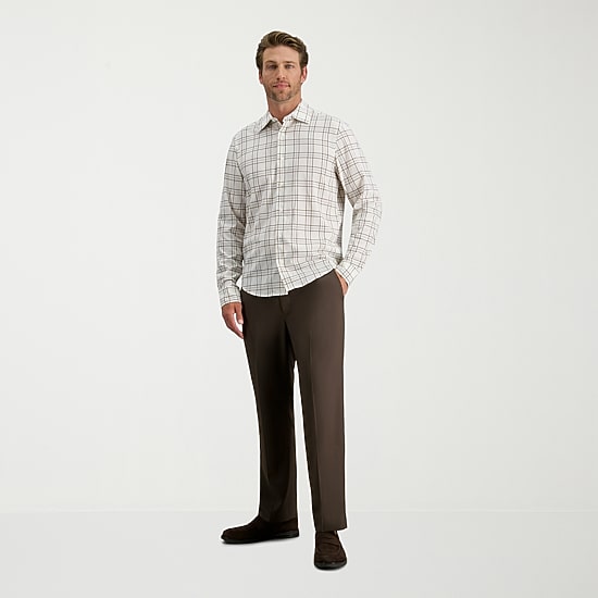 Haggar Performance Mens Long Sleeve Slim Fit Button-Down Shirt